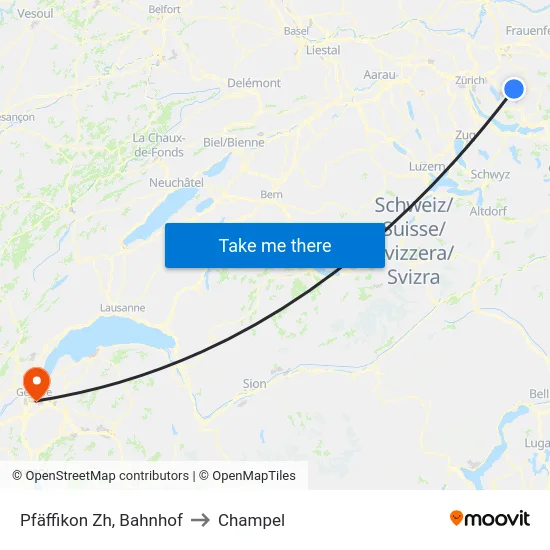 Pfäffikon Zh, Bahnhof to Champel map