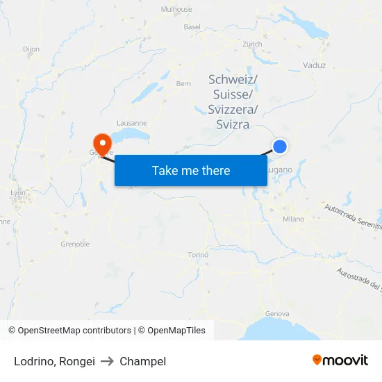 Lodrino, Rongei to Champel map