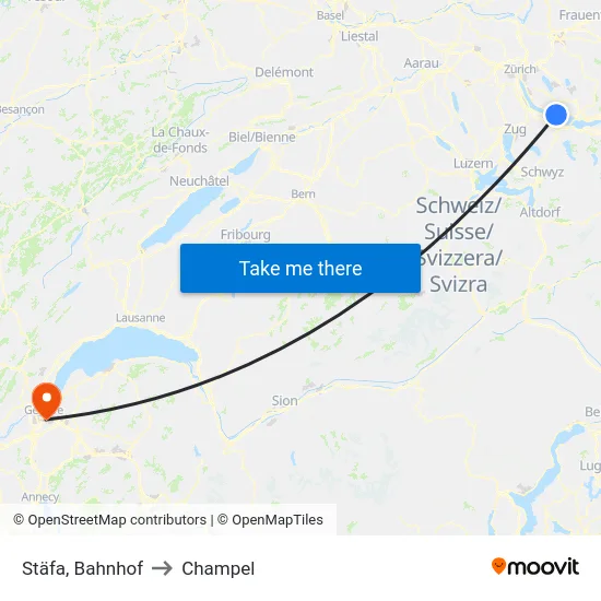 Stäfa, Bahnhof to Champel map