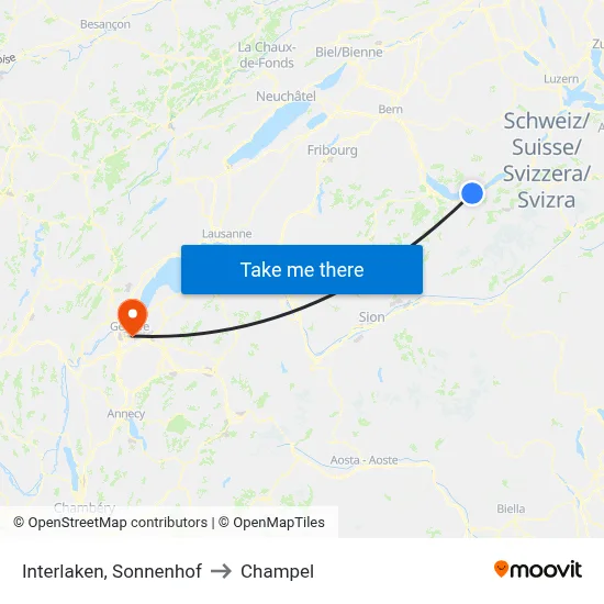 Interlaken, Sonnenhof to Champel map