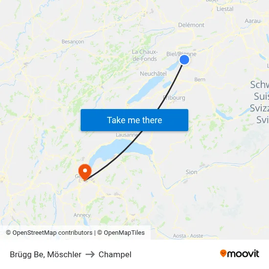 Brügg Be, Möschler to Champel map