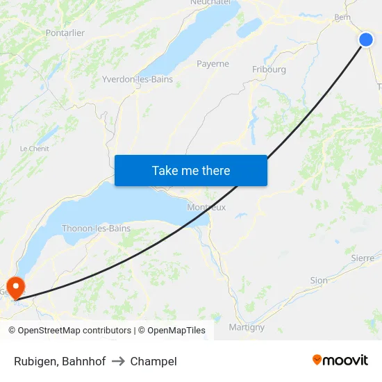 Rubigen, Bahnhof to Champel map