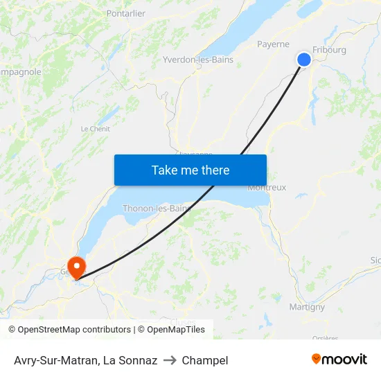 Avry-Sur-Matran, La Sonnaz to Champel map