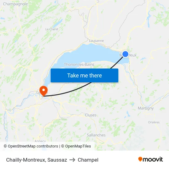 Chailly-Montreux, Saussaz to Champel map