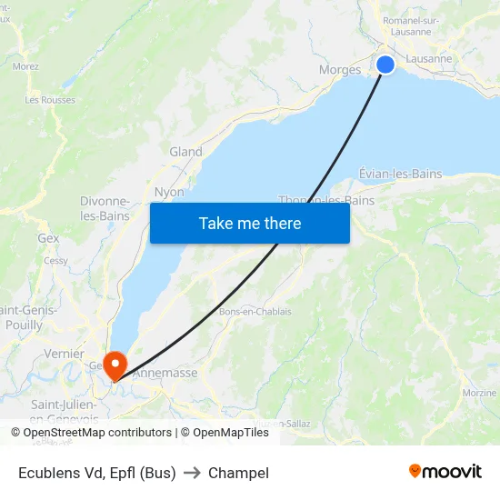 Ecublens Vd, Epfl (Bus) to Champel map