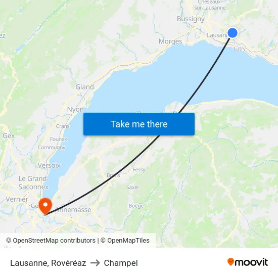 Lausanne, Rovéréaz to Champel map