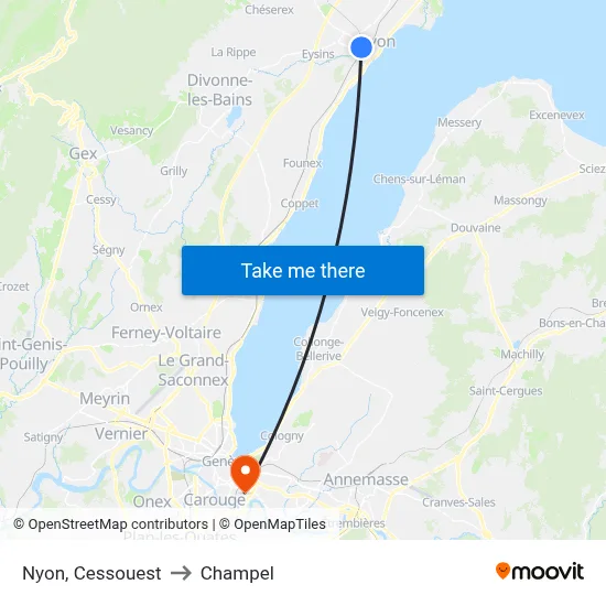 Nyon, Cessouest to Champel map
