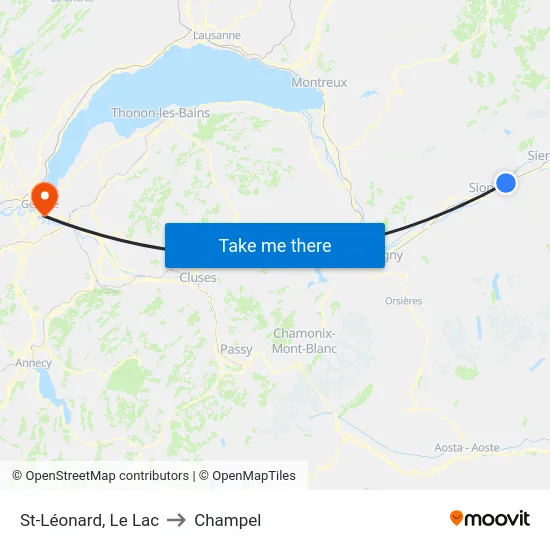 St-Léonard, Le Lac to Champel map