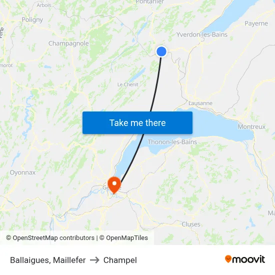 Ballaigues, Maillefer to Champel map