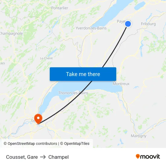 Cousset, Gare to Champel map