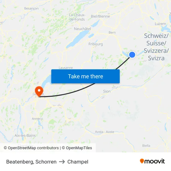 Beatenberg, Schorren to Champel map