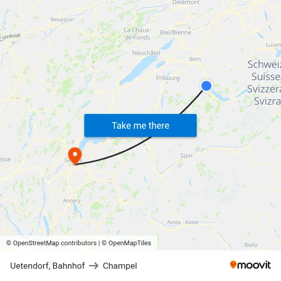 Uetendorf, Bahnhof to Champel map