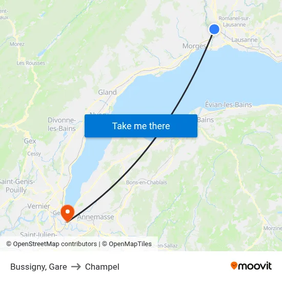 Bussigny, Gare to Champel map