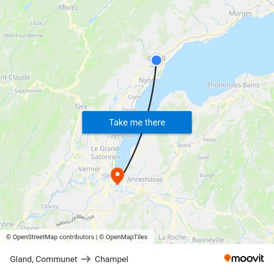 Gland, Communet to Champel map