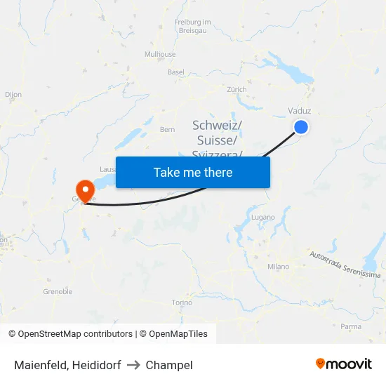 Maienfeld, Heididorf to Champel map