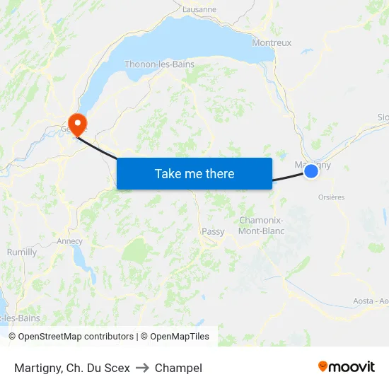 Martigny, Ch. Du Scex to Champel map