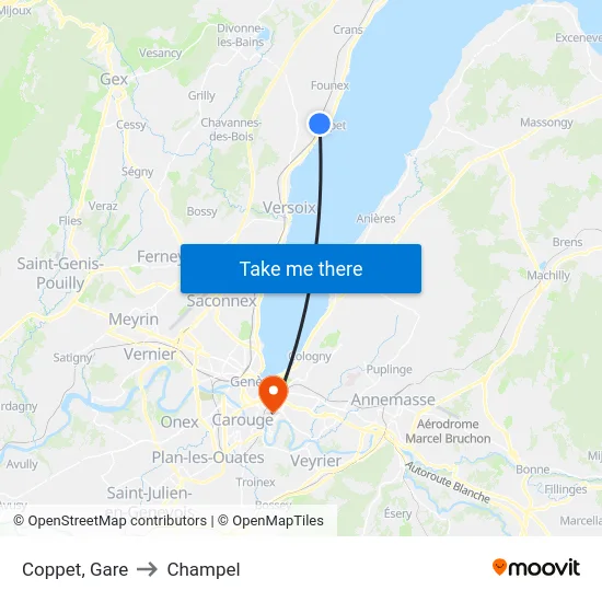 Coppet, Gare to Champel map