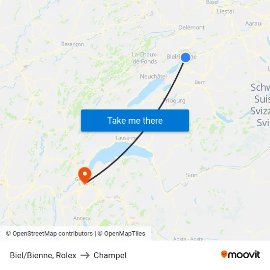 Biel/Bienne, Rolex to Champel map