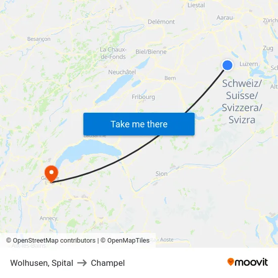 Wolhusen, Spital to Champel map