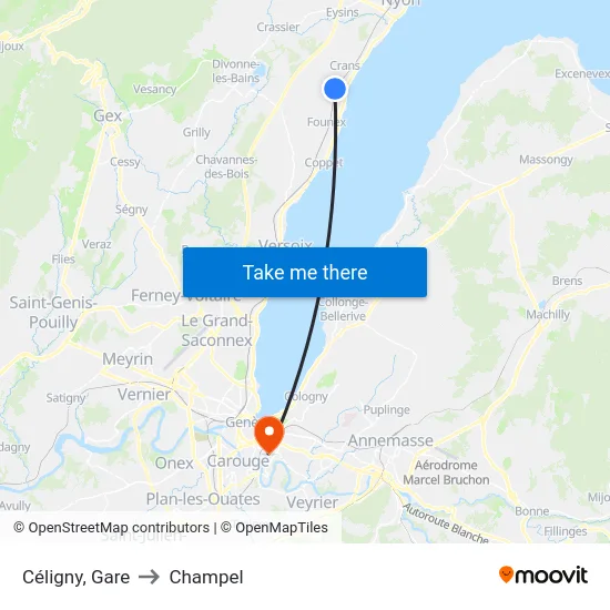 Céligny, Gare to Champel map
