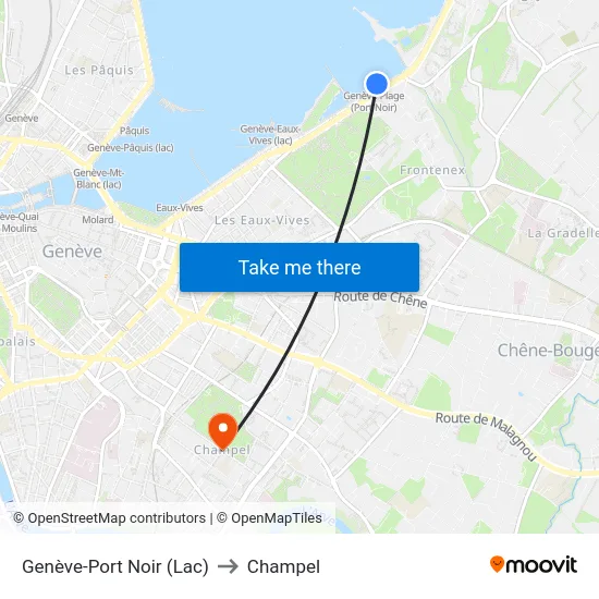 Genève-Port Noir (Lac) to Champel map