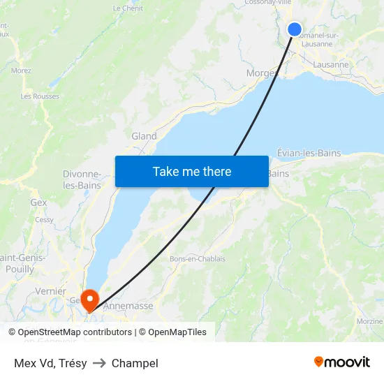 Mex Vd, Trésy to Champel map