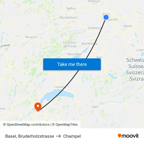 Basel, Bruderholzstrasse to Champel map