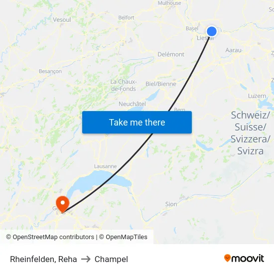 Rheinfelden, Reha to Champel map