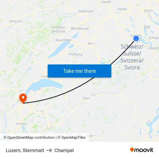 Luzern, Sternmatt to Champel map