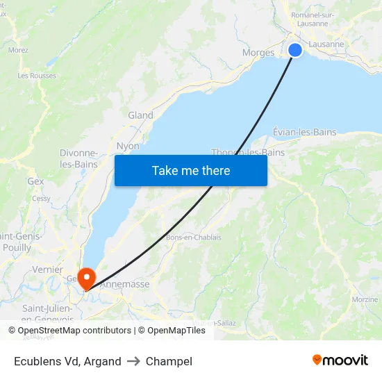 Ecublens Vd, Argand to Champel map