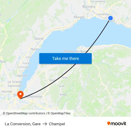 La Conversion, Gare to Champel map