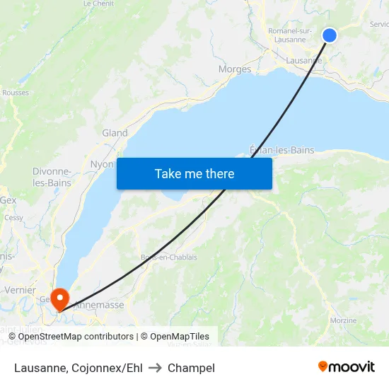 Lausanne, Cojonnex/Ehl to Champel map