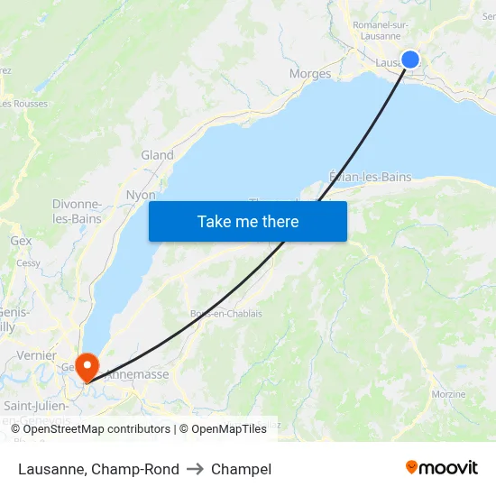 Lausanne, Champ-Rond to Champel map