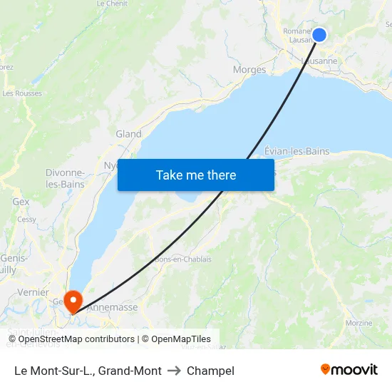 Le Mont-Sur-L., Grand-Mont to Champel map