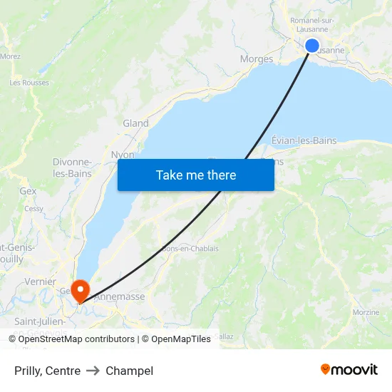 Prilly, Centre to Champel map