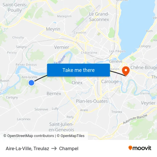 Aire-La-Ville, Treulaz to Champel map