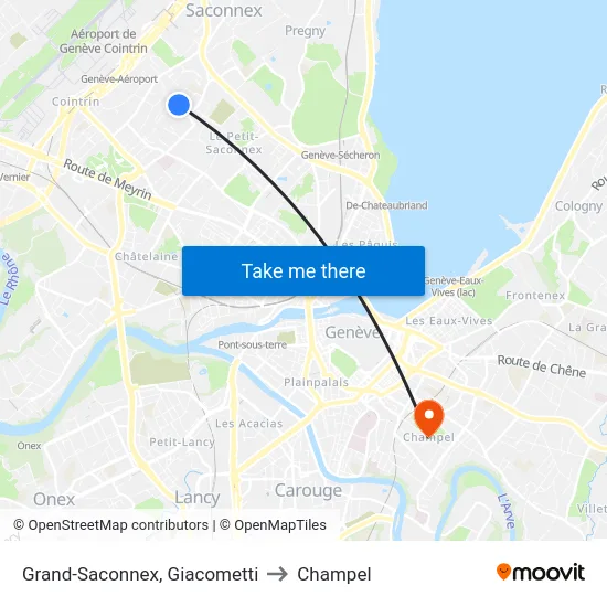 Grand-Saconnex, Giacometti to Champel map