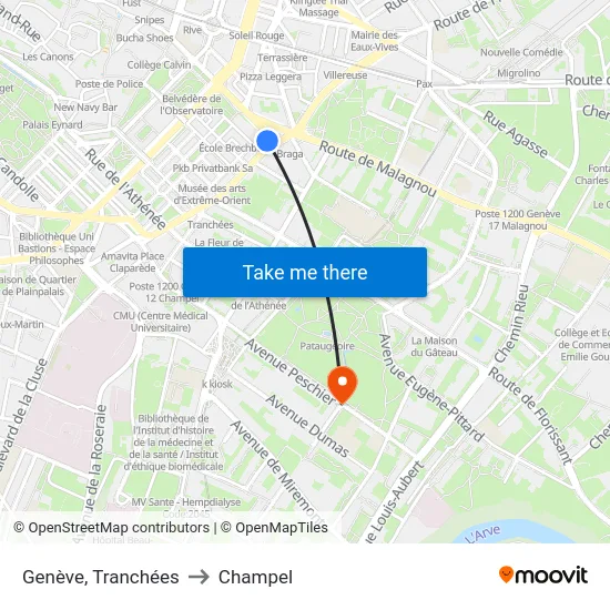 Genève, Tranchées to Champel map