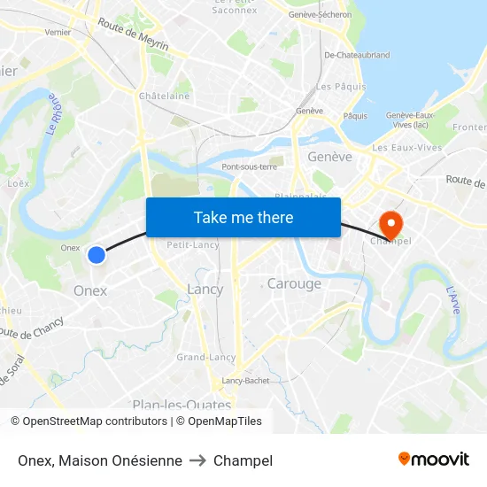 Onex, Maison Onésienne to Champel map