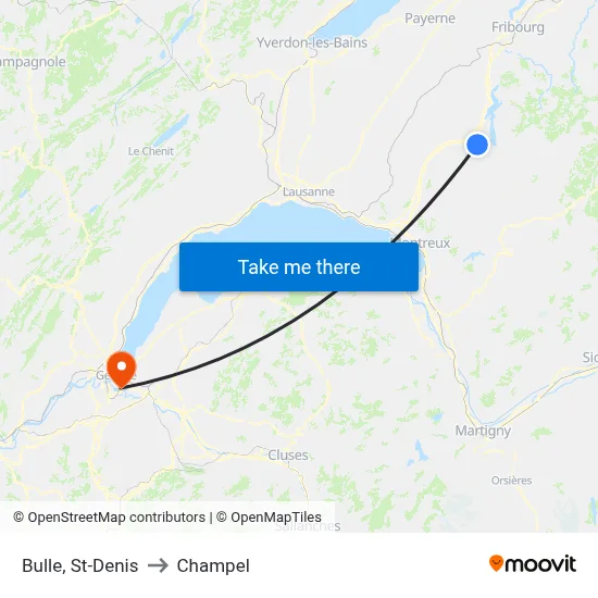 Bulle, St-Denis to Champel map