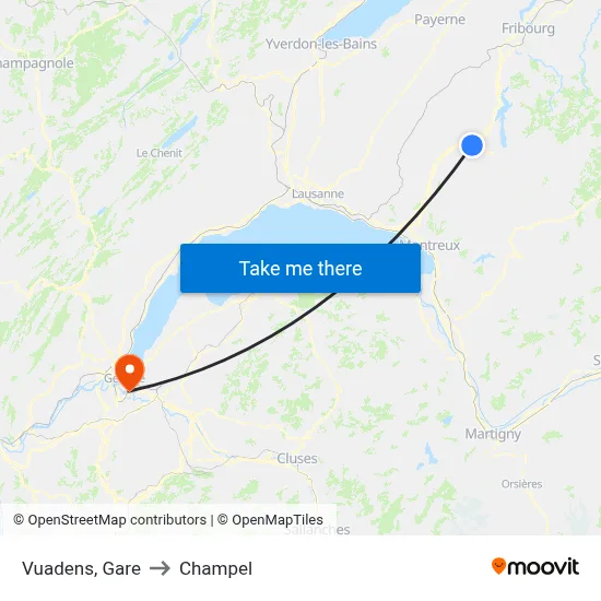 Vuadens, Gare to Champel map