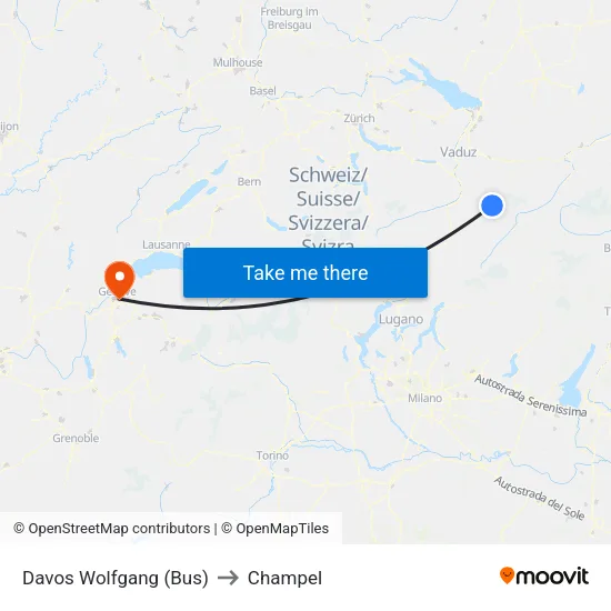 Davos Wolfgang (Bus) to Champel map