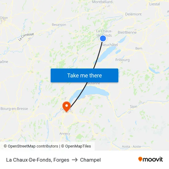 La Chaux-De-Fonds, Forges to Champel map