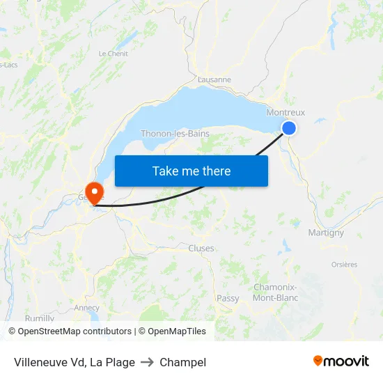 Villeneuve Vd, La Plage to Champel map