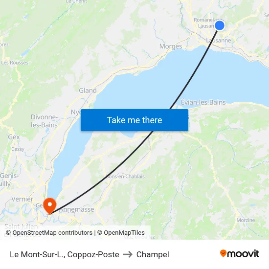 Le Mont-Sur-L., Coppoz-Poste to Champel map