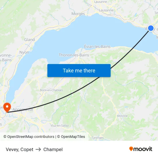 Vevey, Copet to Champel map