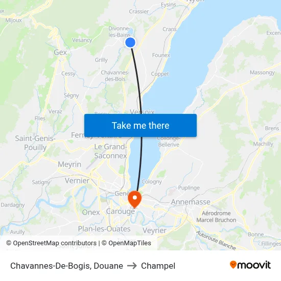 Chavannes-De-Bogis, Douane to Champel map