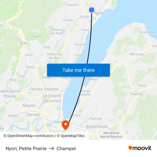 Nyon, Petite Prairie to Champel map