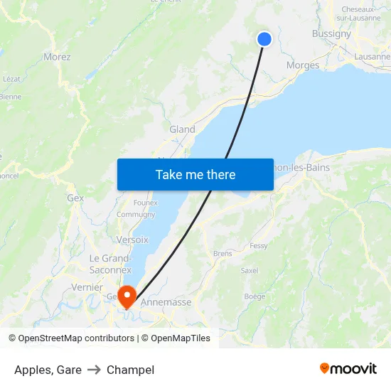 Apples, Gare to Champel map