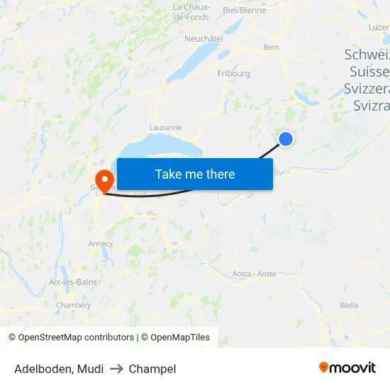 Adelboden, Mudi to Champel map